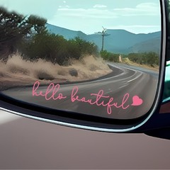 Pink Heart Rearview Mirror Decal for Cars, 3X Waterproof Vinyl Mir Color: Pink