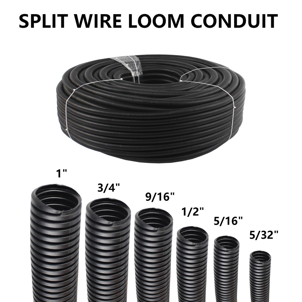 Corrugated Conduit Cable Sleeve Split Wiring Loom Insulation Flex Tubes Wrap Lot