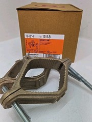 Box of 2-Bridgeport 1315-B (2-1/2″ – 4″) Ground Grounding Clamp for Copper Wire