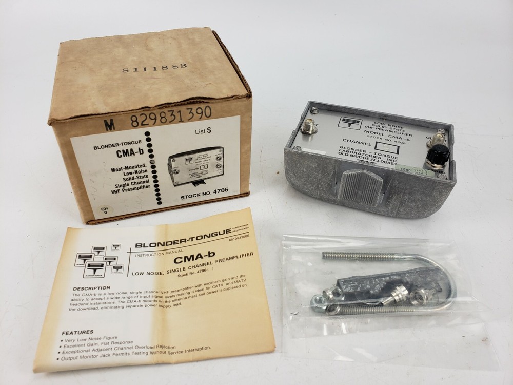 Vintage Blonder-Tongue CMA-B 4706 Single Channel VHF Preamplifier Box CH9