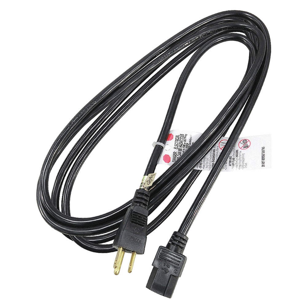GRAINGER APPROVED 5XFP2ID Power Cord,IEC C13,SJT,10 ft.,18/3,10A 5XFP2