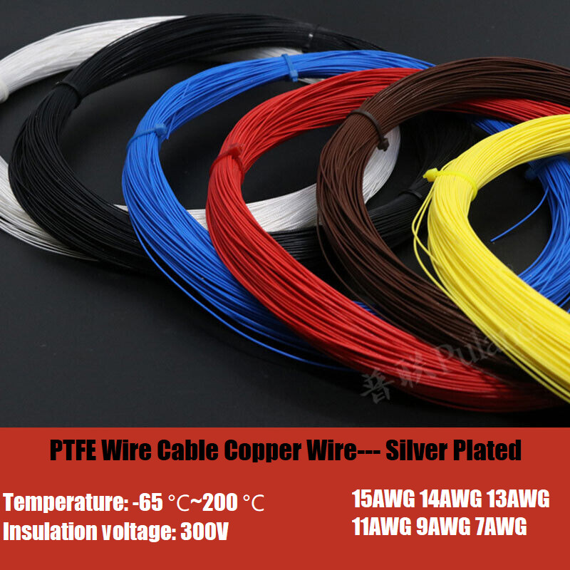 7AWG-15AWG PTFE Silver Plated Copper Cable 1.5mm²~10mm² Flexible Stranded Wire