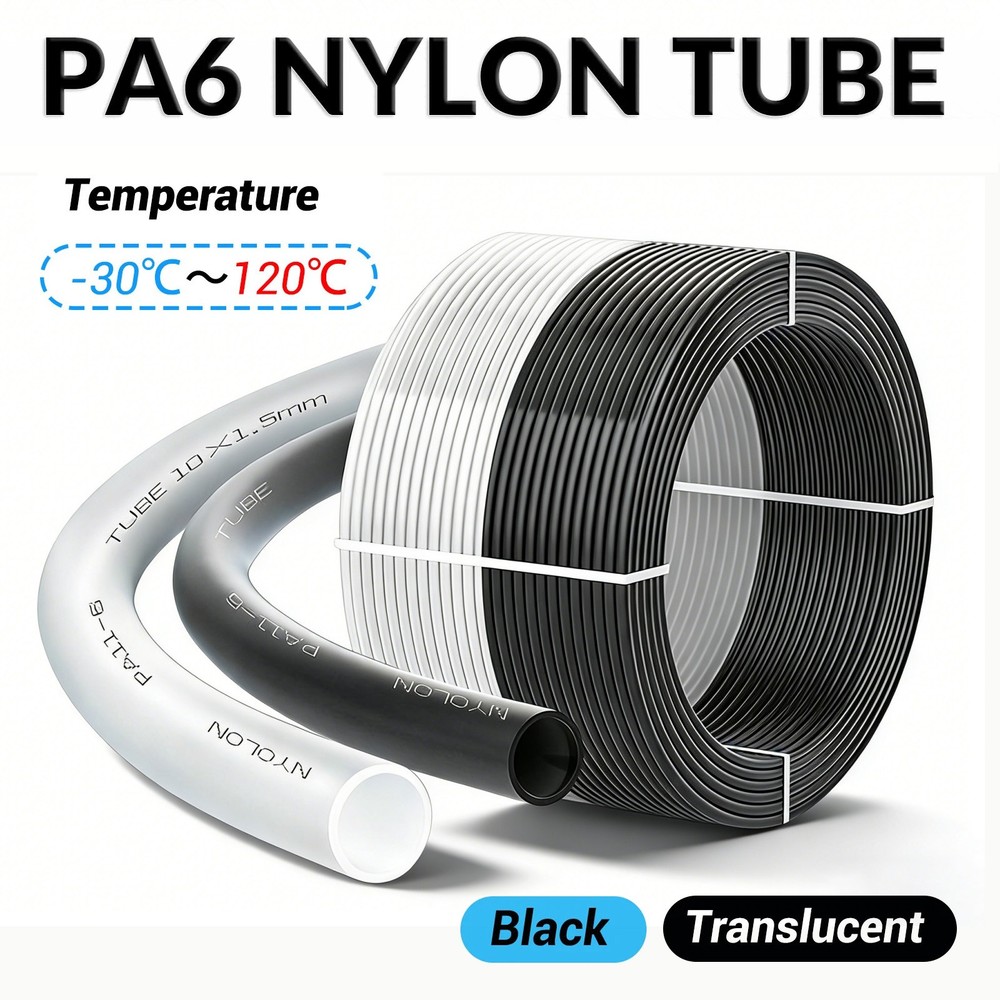 PA6 Nylon Tube Hard Pipe Pneumatic Air Chemicals Fuel Oil Tubing – 4mm – 12mm OD