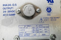 INTERNATIONAL POWER IHA24-0.5 DC POWER SUPPLY 24-28VDC 0.5A 47-63HZ