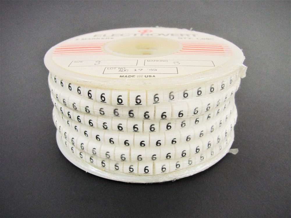 (1000x) Wieland Size 3, Number 6 Slip On Wire Marker, .080″ to .12″ OD Z Type
