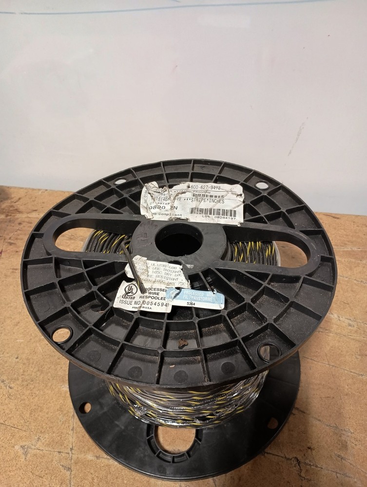 Black Yellow Stripe Contractor 816 FT Spool 14 GA Wire THWN THHN MTW AWM 600 V