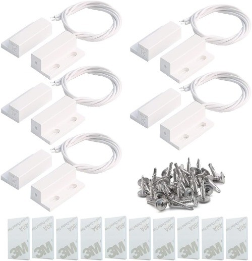 5PCS Recessed Wired Window Gate Contact Sensor Alarm Magnetic Color: White NC