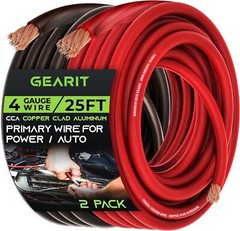 GearIT 4 Gauge Wire (25ft Each- Black/Red – 25ft Each, 4