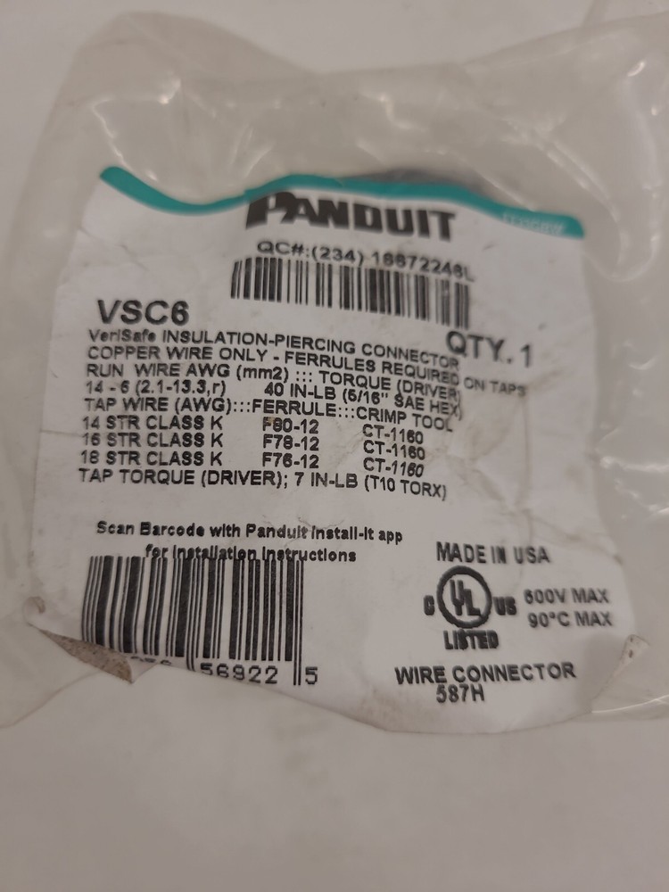 Panduit VSC6 VeriSafe Insulation-Piercing Connector – NEW