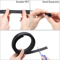 5M PET Expandable Braided Sleeving Black Cable Wire Loom Tubing Sleeve 3/8″ 1/2″