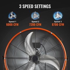 Drum Fan, 24 Inch High Velocity Industrial Shop Fan, Heavy Duty Commercial Use 3