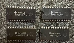 Set of 4 Hitachi HM6116LP-4 16K CMOS Static RAM IC DIP-24, Matching Date Code