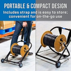 Electric Cable Caddy w Wheel for Coax Wire Spool Reel Dispenser Holder Traveling