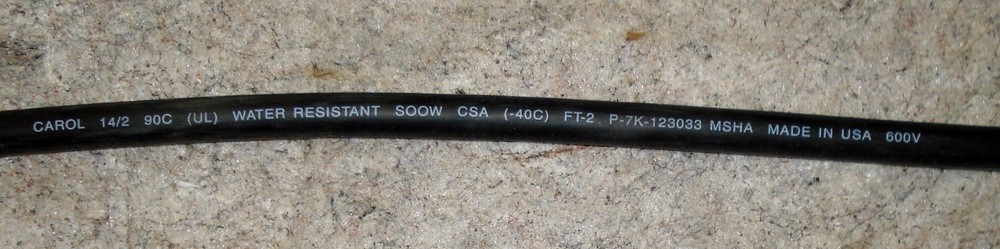 CAROL FT-2 P-7K 123033 14/2 SJOOW 600V 14 AWG, 2 CONDUCTOR NEW 50′ LENGTH