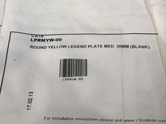 (LOT OF 10) C3 Controls LPRMYW-00 Blank Yellow Legend Button Label Plate 30mm