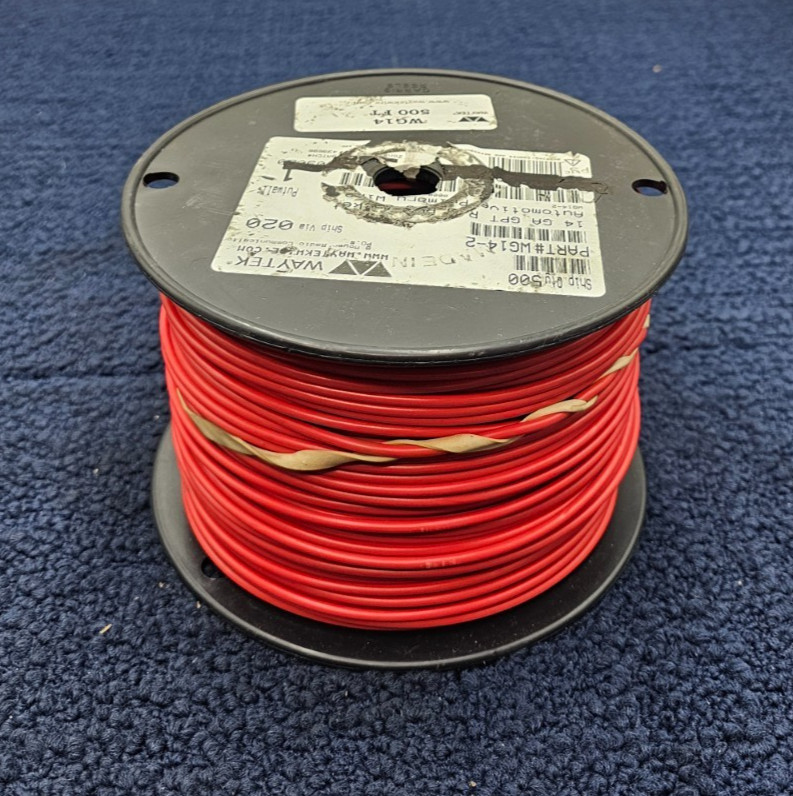 WAYTEK WG14-2: 500FT Spool 14 Ga. Automotive Primary Wire, GPT Standard Wall Red