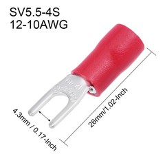 50Pcs SV5.5-4S Insulated Fork Electrical Crimp Terminal 12-10AWG Red