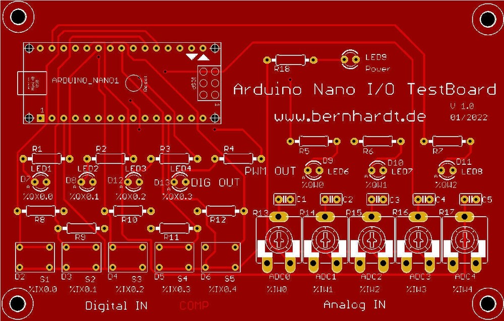 Arduino Nano Development Board for education as PLC / PLC Modbus RTU PCB