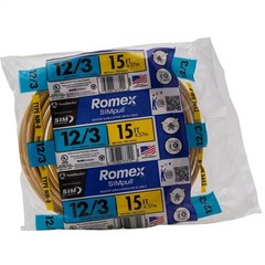 15 ft. 12/3 Solid Romex SIMpull CU NM-B W/G Wire