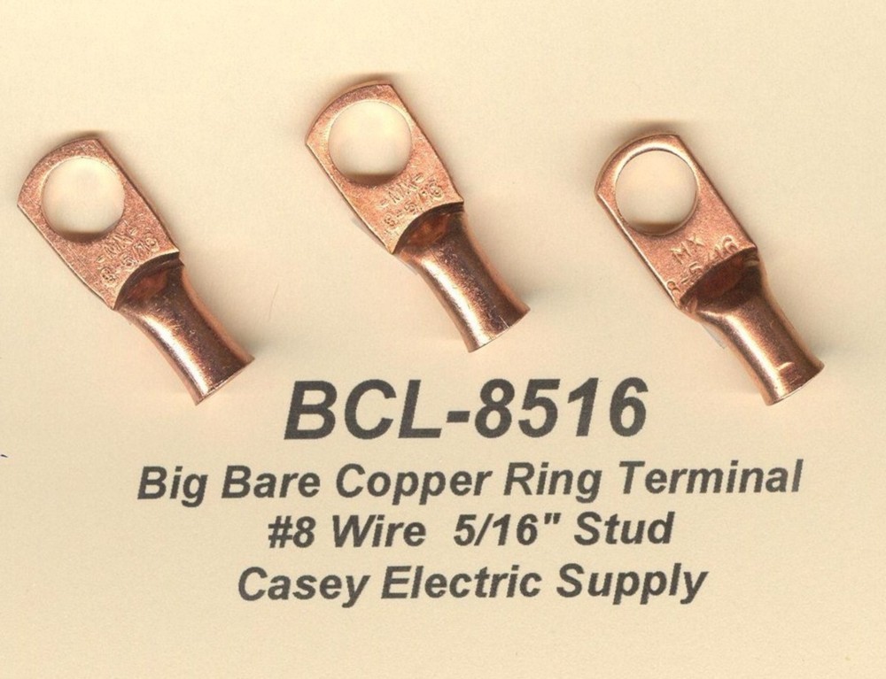10 Bare Battery COPPER Ring Terminal Connectors #8 Wire Gauge 5/16″ Stud MOLEX