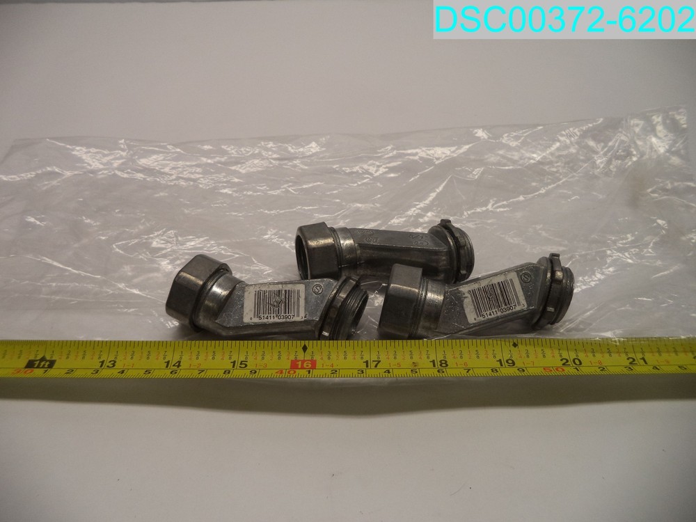 QTY=3: Halex 03907 Offset Connector, 3/4 in Compression, Zinc 051411039073