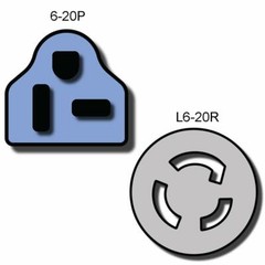 NEMA 6-20P to L6-20R Plug Adapter -20A/250V, 12 AWG – UL Listed – IBX-8414-01(M)