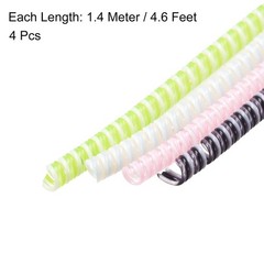 Spiral Cable Protector for USB Cord Sleeve 4.6 Feet Each Pink,White,Green,Black