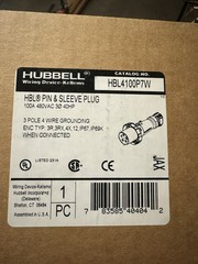 Hubbell HBL4100P7W Pin & Sleeve Plug 100A 480V 3PH 3P 4W Watertight