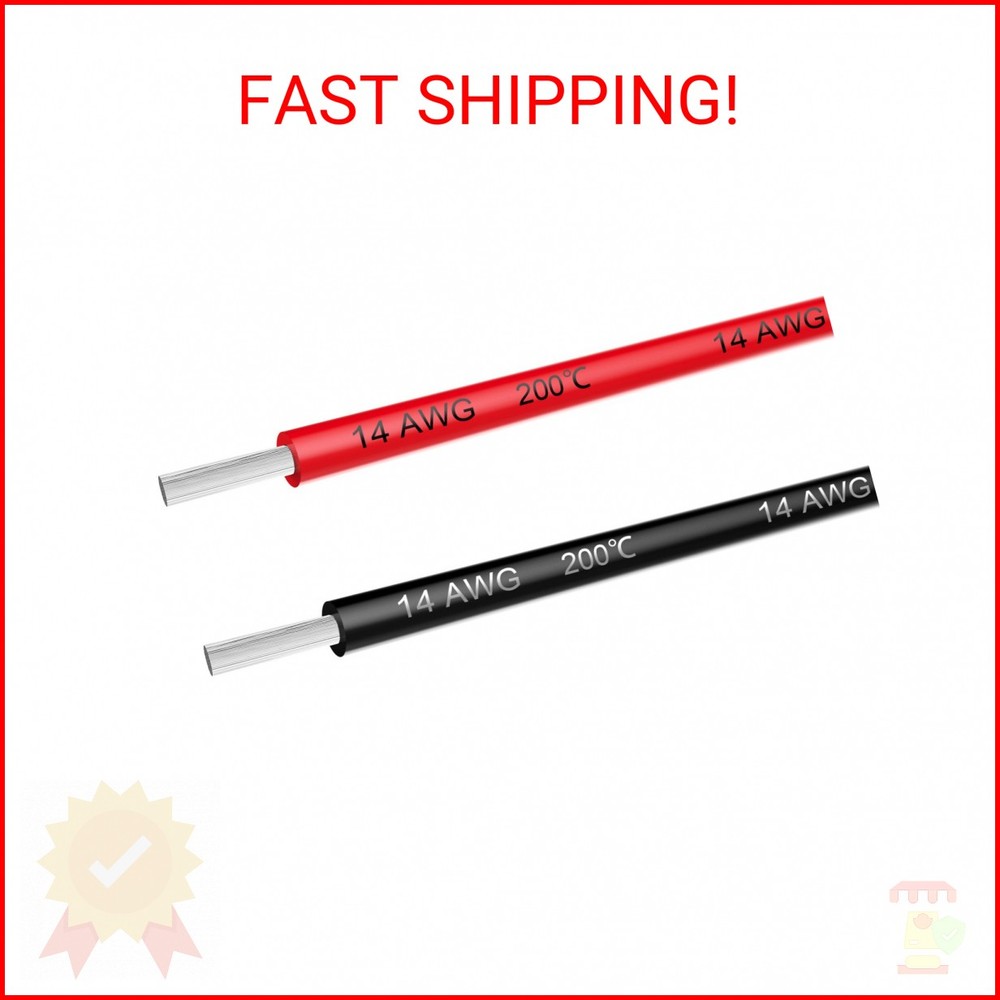 Electrical Wire 14 AWG 14 Gauge Silicone Wire Hook Up Wire Cable 20 Feet [10 ft