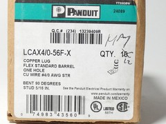 *Box of 12* Panduit LCAX4/0-56F-X Flex Standard Barrel One Hole Copper Lug 4/…