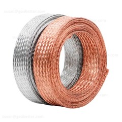 Braided Fabric Cable Flat Pure Copper / Tinned Copper Shield Braided Sleeve Wire