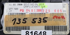 1000x SMD Resistor 100Ω 1206 100 Ohm Model 502-0 7″ reel with 1000 units