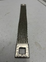 Flat Braided Tinned Copper Jumper Grounding Strap 10”x 1” X 3/8” Square Hole