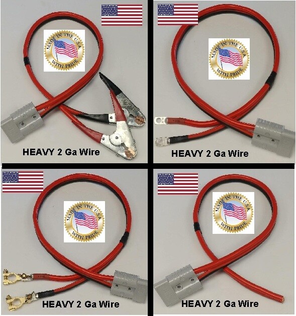Quick 175 PRO Battery Cable Assembly HEAVY REAL 2 Ga AWG lug/terminal/clamp Gray