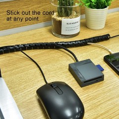 4.92Ft 0.6″ (1.5M) Spiral Cable Zip Wire Wrap Tube Computer Manage Cord Black