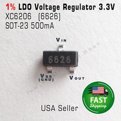 10 Pcs 3.3V 1% Low Noise LDO SMD Voltage Regulator XC6206 SOT-23 500mA 662 6