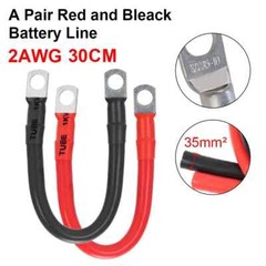 2PCS Copper Battery Cable Wire 2AWG with Lugs Auto Marine Inverter RV Solar