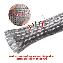 Tinned Copper Metal Braid Tube Sleeving Car EMI/RFI Ground Strip Cable Shielding