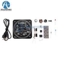 Rotating LED Alarm Electronic Digital alarm Clock DIY Kit Board Parts 5V DS1302