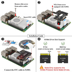 X1003 Tiny Pcie to M.2 HAT Nvme SSD PIP Pcie Peripheral Board for Raspberry Pi 5