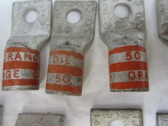 THOMAS & BETTS 3/0CU 150N ORANGE DIE 50 CRIMP LUG 3/8″ HOLE LOT OF 10