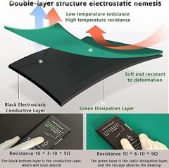 Antistatic ESD Heat Resistant Table Mat Pad 39″x24″ Phone PC Tablet Tech Repair