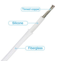 9.8ft 18AWG Electronic Wire High Temperature Electrical Silicone Cable White