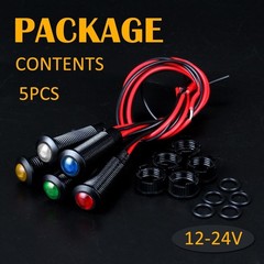 8mm LED Indicator Light Plastic Black Signal Dot Lamp 12V 24V /16 Mounting