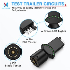 Truck Trailer 7 Blade 4 Pin Vehicle Plug Tester Wire Light Brake Towing Fuse LED