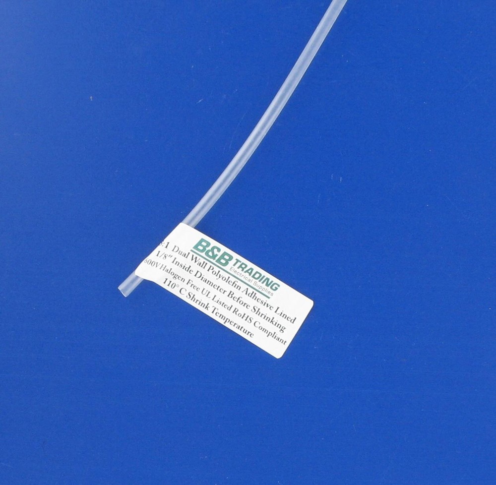 1/8 3.00mm ID X 4Ft 3:1 Ratio Clear Dual Wall Adhesive Lined Heat Shrink Tubing