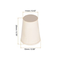 Solid Lab Rubber Stoppers Drilled Silicone Plugs 11-15mm /Beige/ 10Pcs