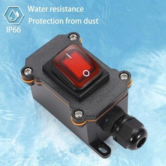 Waterproof Inline Cord Switch DPST DC 16A 24V 20A 12V Outdoor Size: DC12V Red