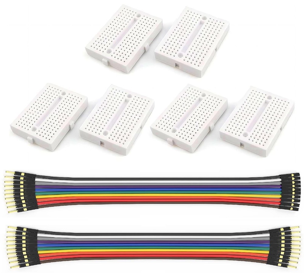 6 Pcs Mini Breadboard Kit 170 Tie Points White Jumper Wires Electronics Circuit