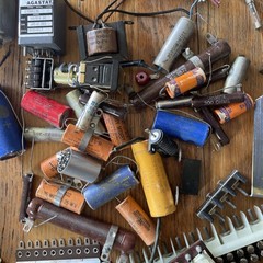25lb Lot Vtg Electronic Parts Components Capacitors Transformers Microswitches +